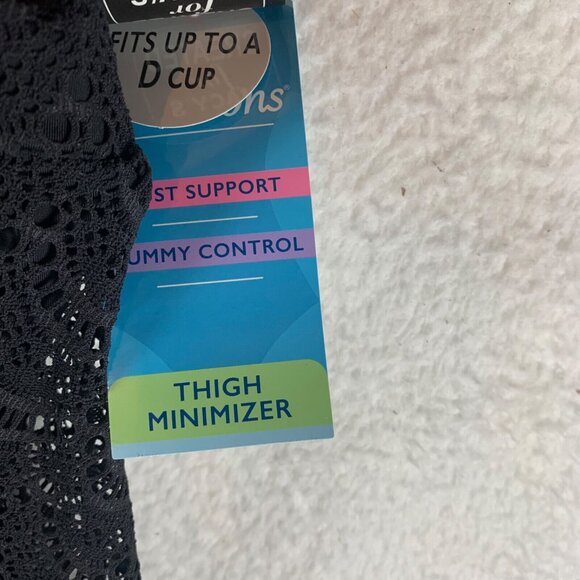 Swim Solutions Women's Tummy‎ Control Flyaway Black V-Neck Swimdress Size 12 NWT - Picture 4 of 10